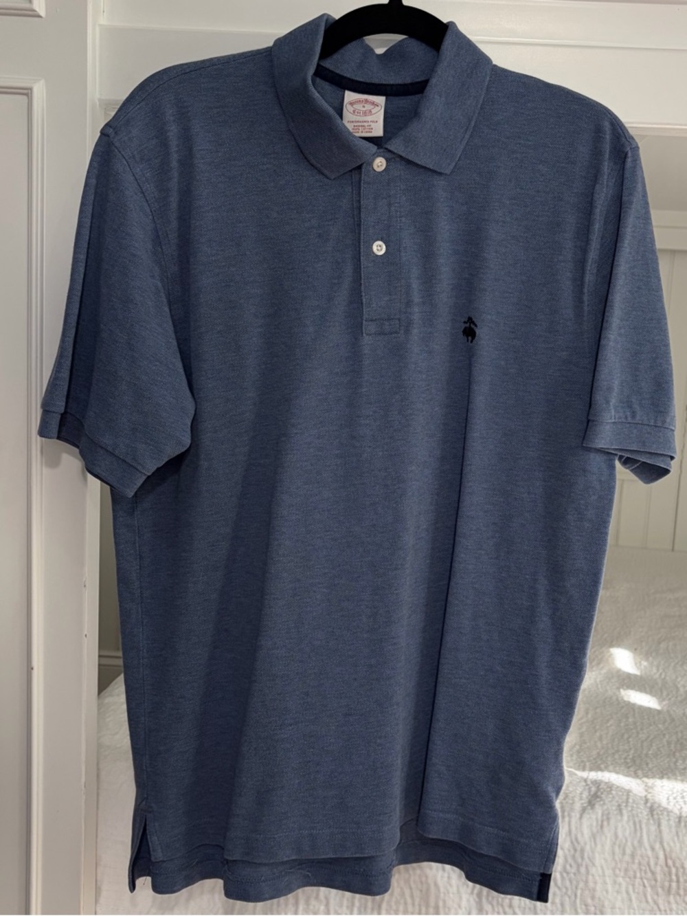 Brooks Brothers Heathered Blue Performance Polo Shirt (S)